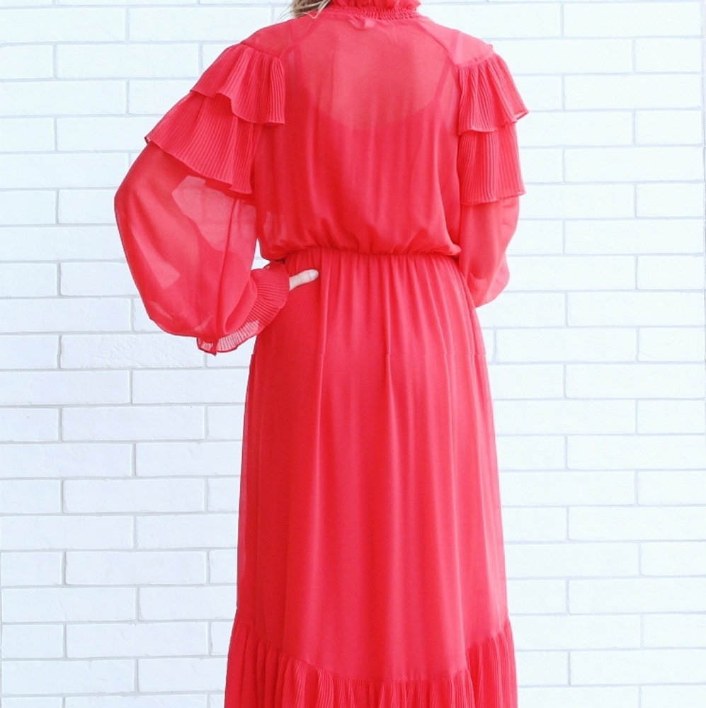 Red Ruffle Prom Dress - Picture 3 of 3